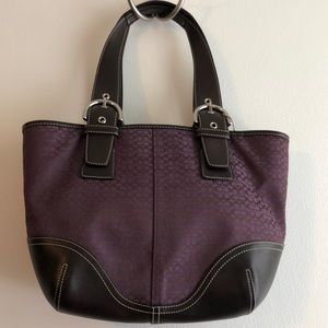 Classic Coach leather handle and bottom purple C